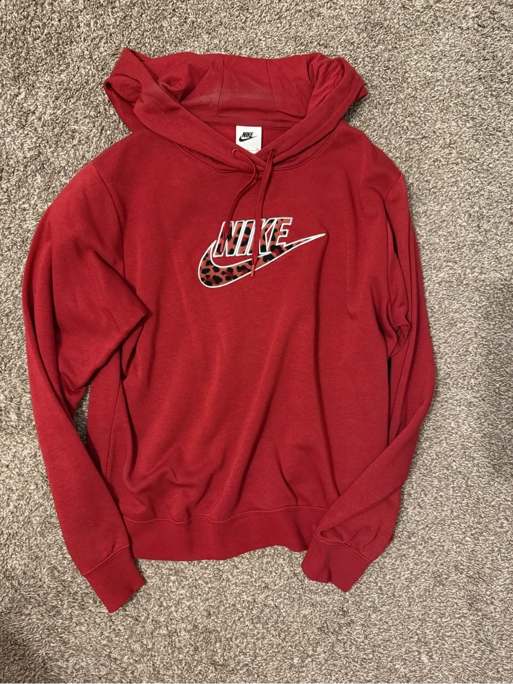 Nike Women's Red hoodie leopard size small